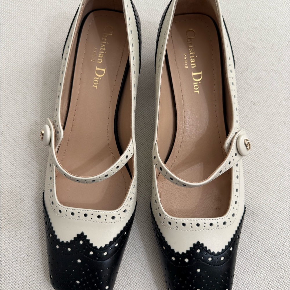 Dior Two-Tone Black and Cream Heels